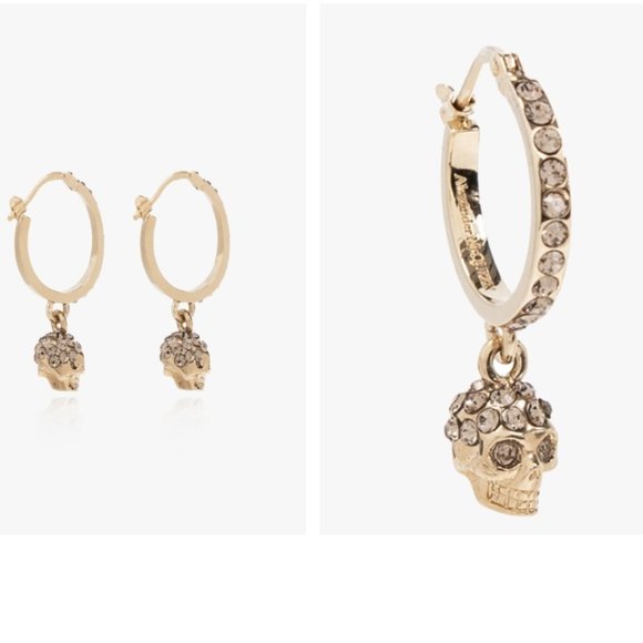 NIB AMQ ALEXANDER MCQUEEN Mini Skull Hoop Earrings - Picture 1 of 16
